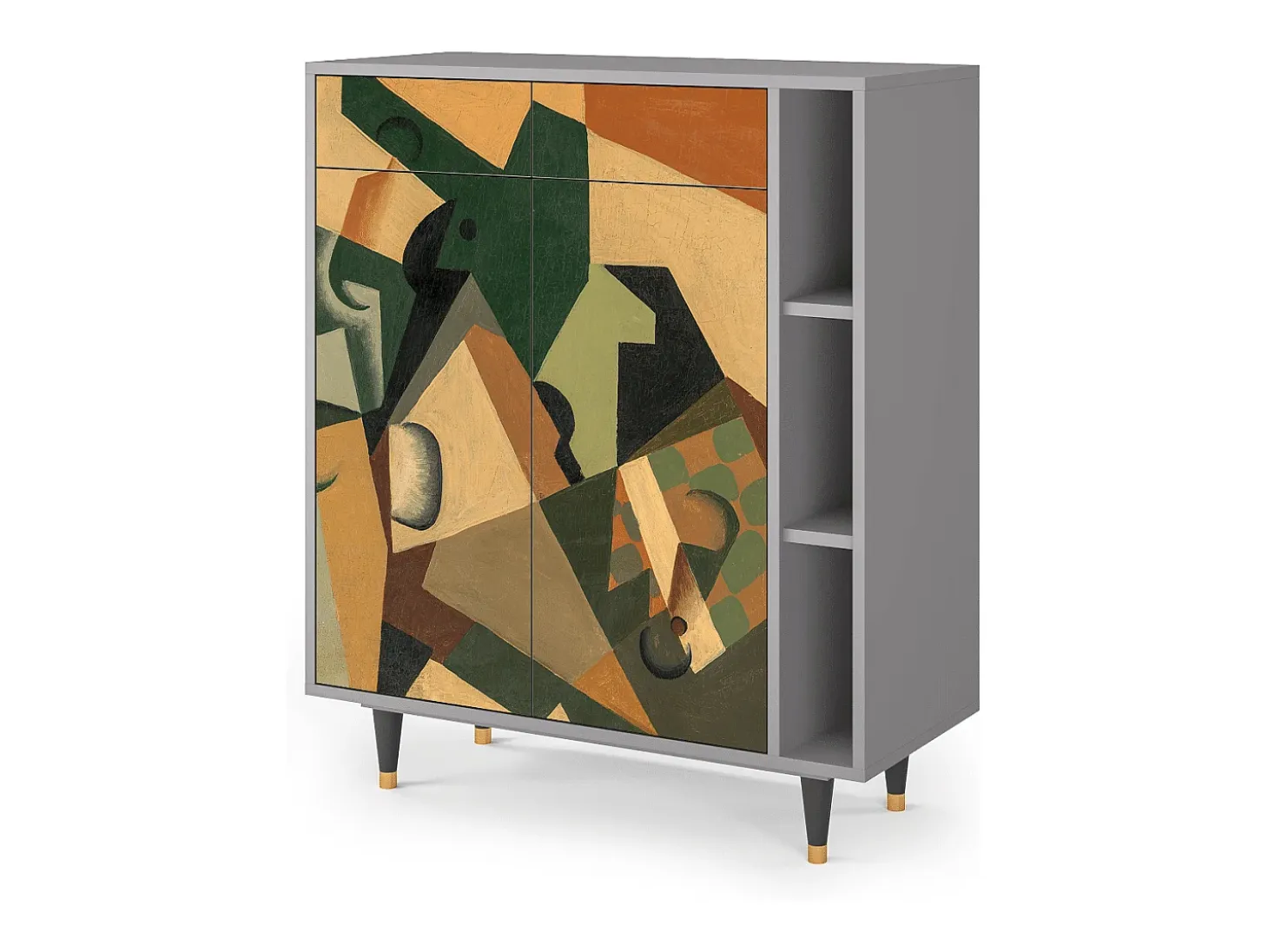 Aparador - 96х110х41 cm - BS6 - Glass and Checkerboard, Gris