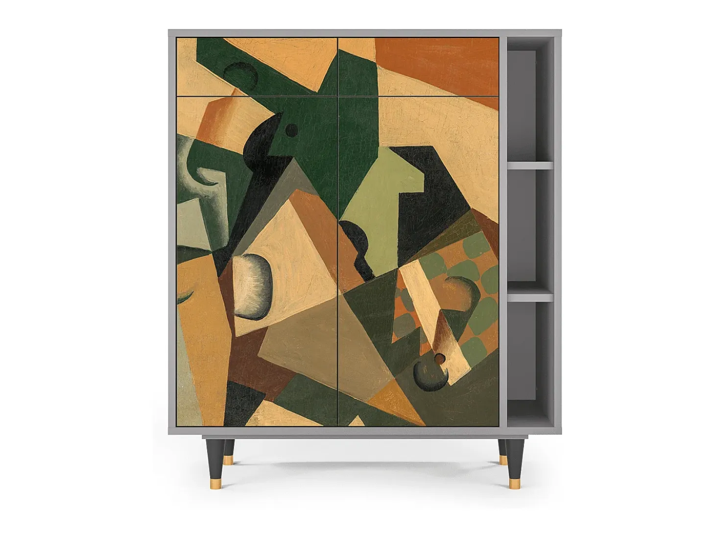 Aparador - 96х110х41 cm - BS6 - Glass and Checkerboard, Gris