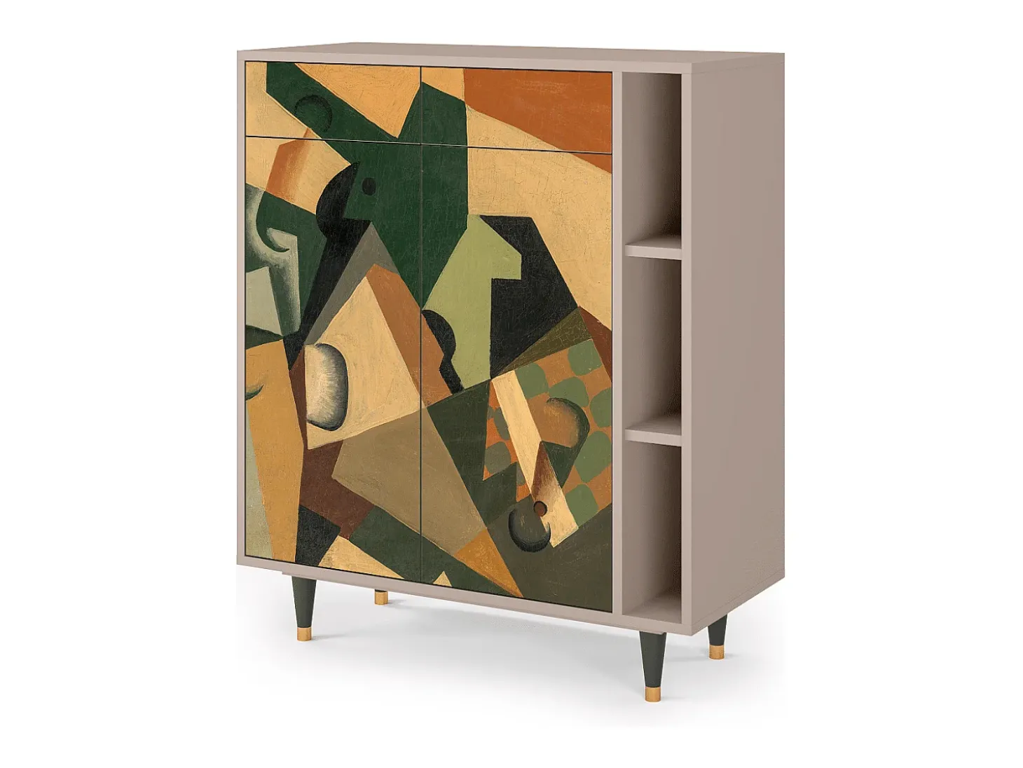 Aparador - 96х110х41 cm - BS6 - Glass and Checkerboard, Latte