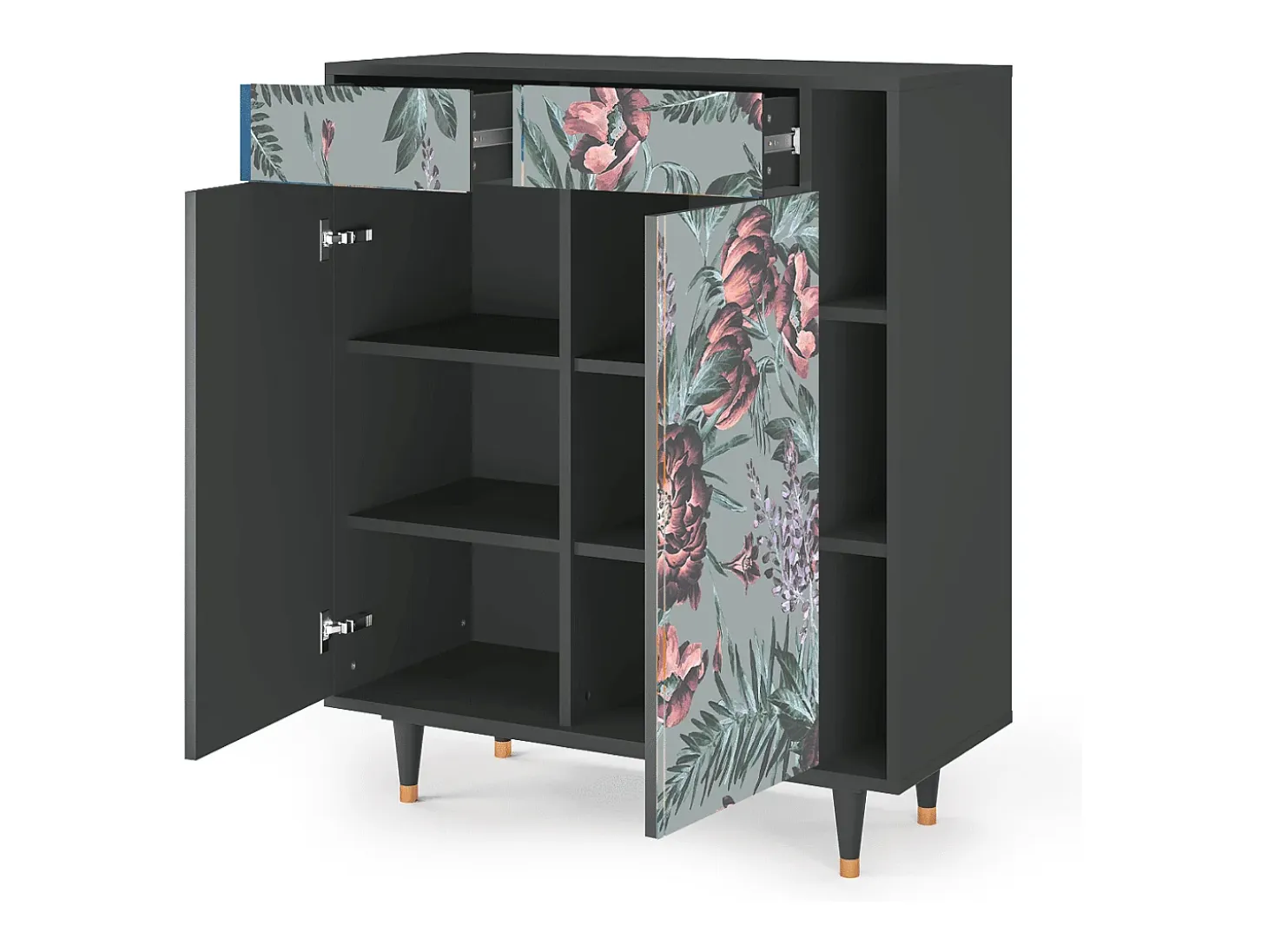 Aparador - 96х110х41 cm - BS6 - Light Peonies, Antracita