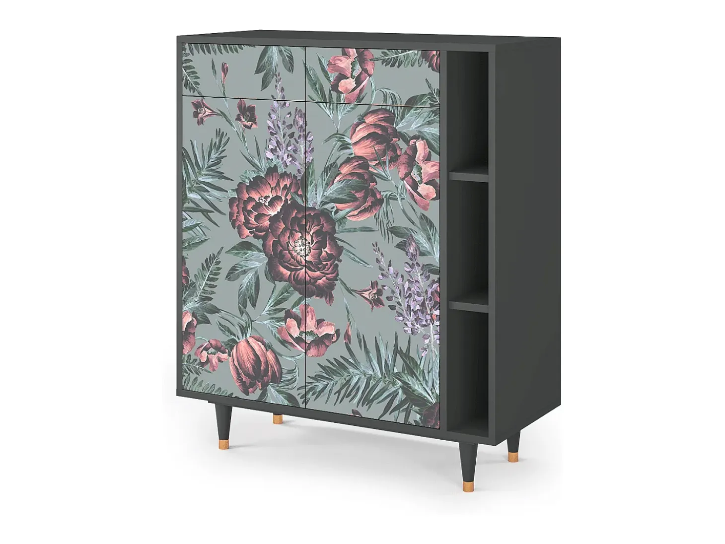 Aparador - 96х110х41 cm - BS6 - Light Peonies, Antracita