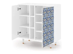 Aparador - 94х96х41 cm - BS5 - Lovely Cornflowers, Blanco