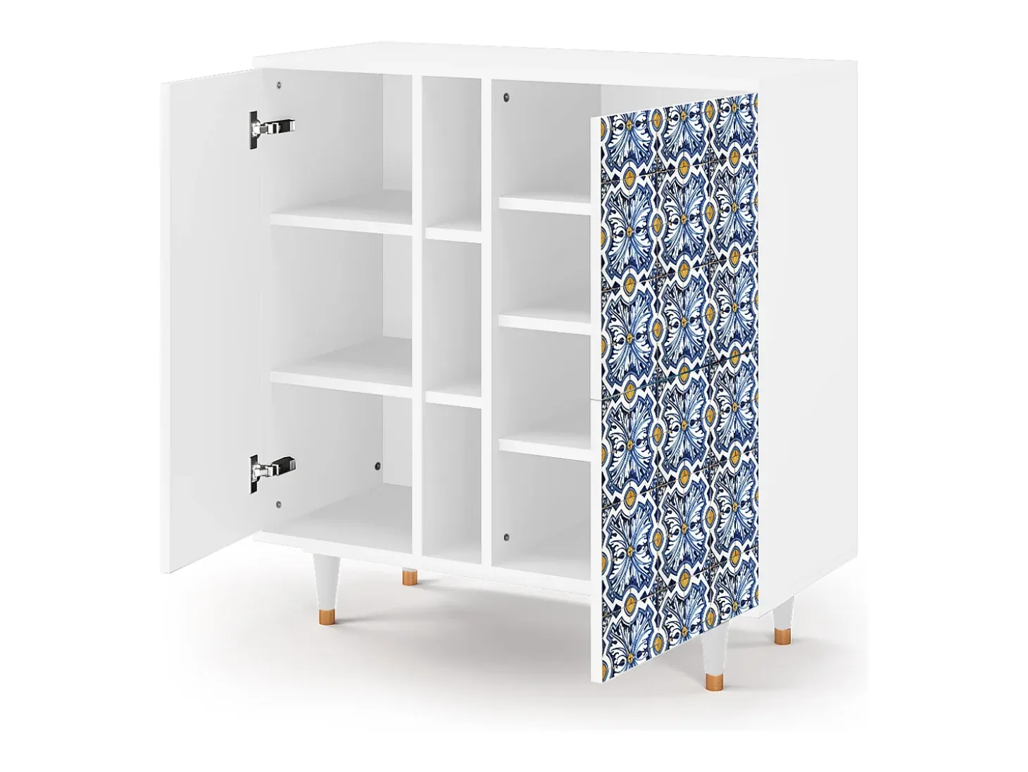 Aparador - 94х96х41 cm - BS5 - Lovely Cornflowers, Blanco