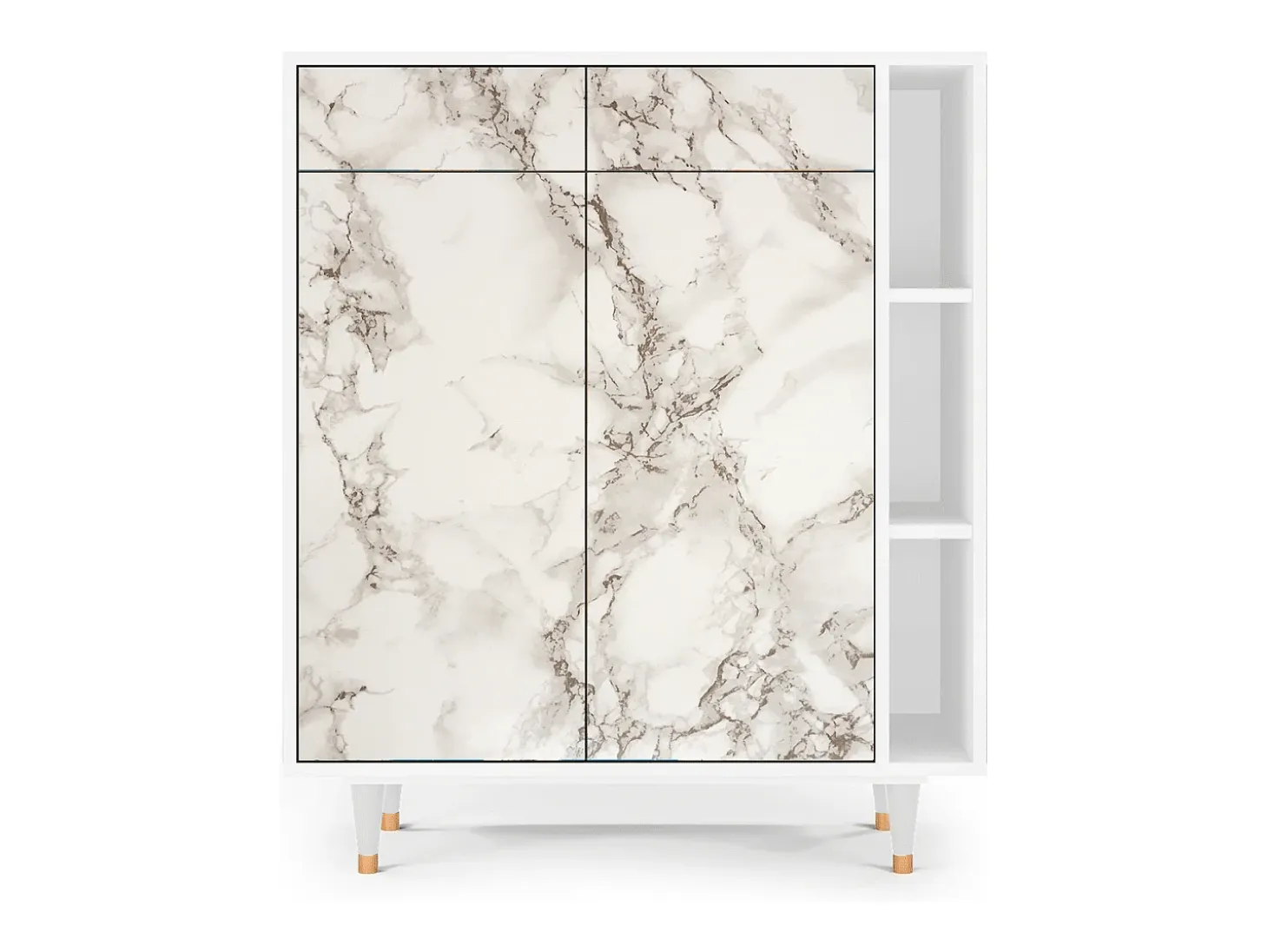 Aparador - 96х110х41 cm - BS6 - Milk Marble, Blanco