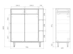 Aparador - 96х110х41 cm - BS6 - Milk Marble, Blanco