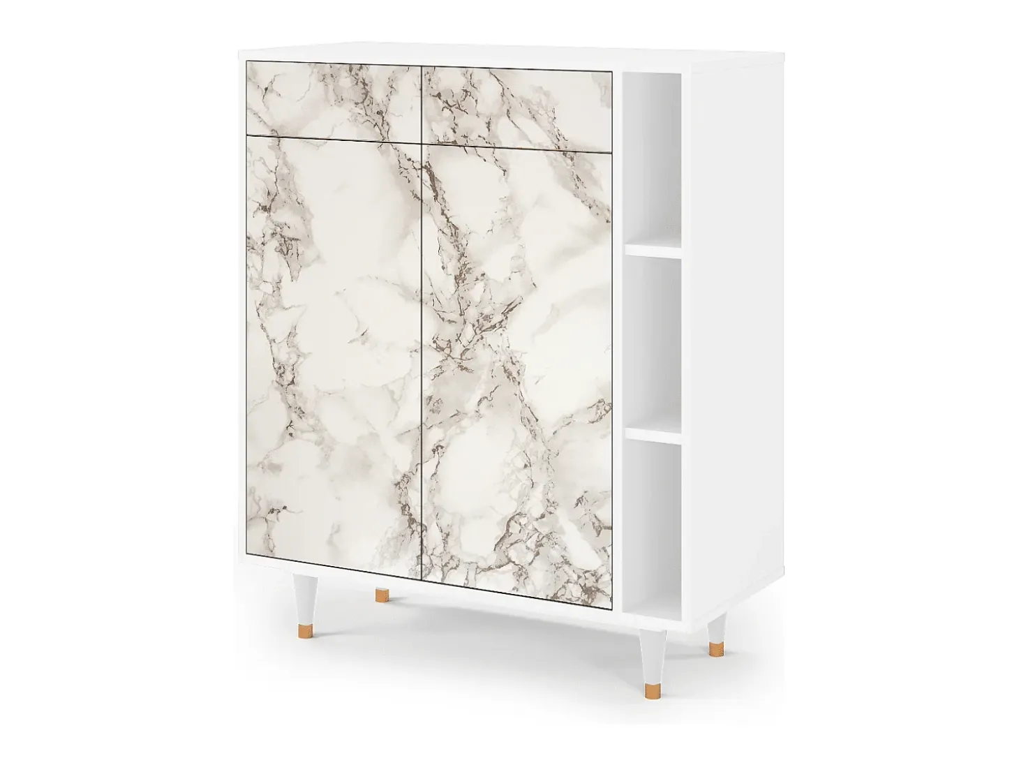 Aparador - 96х110х41 cm - BS6 - Milk Marble, Blanco