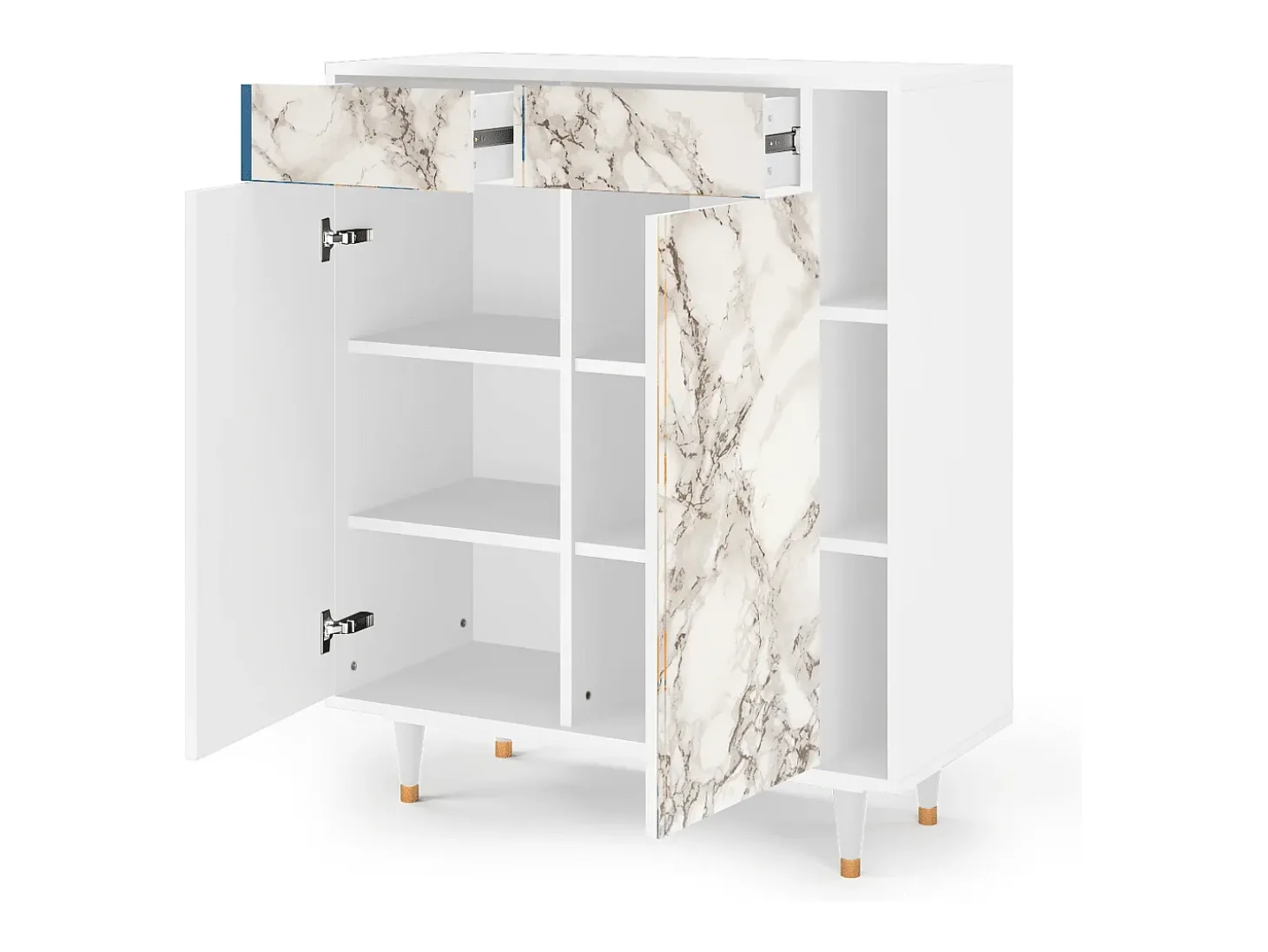 Aparador - 96х110х41 cm - BS6 - Milk Marble, Blanco