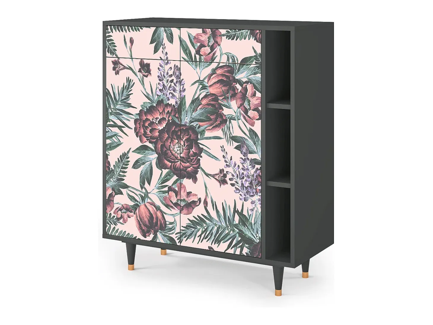 Aparador - 96х110х41 cm - BS6 - Peach Peonies, Antracita