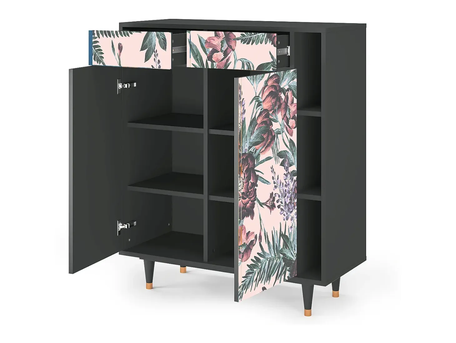 Aparador - 96х110х41 cm - BS6 - Peach Peonies, Antracita
