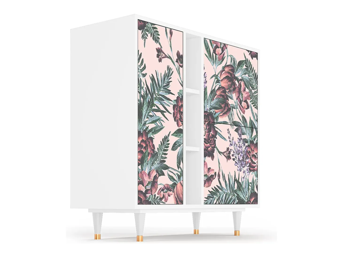 Aparador - 94х96х41 cm - BS5 - Peach Peonies, Blanco