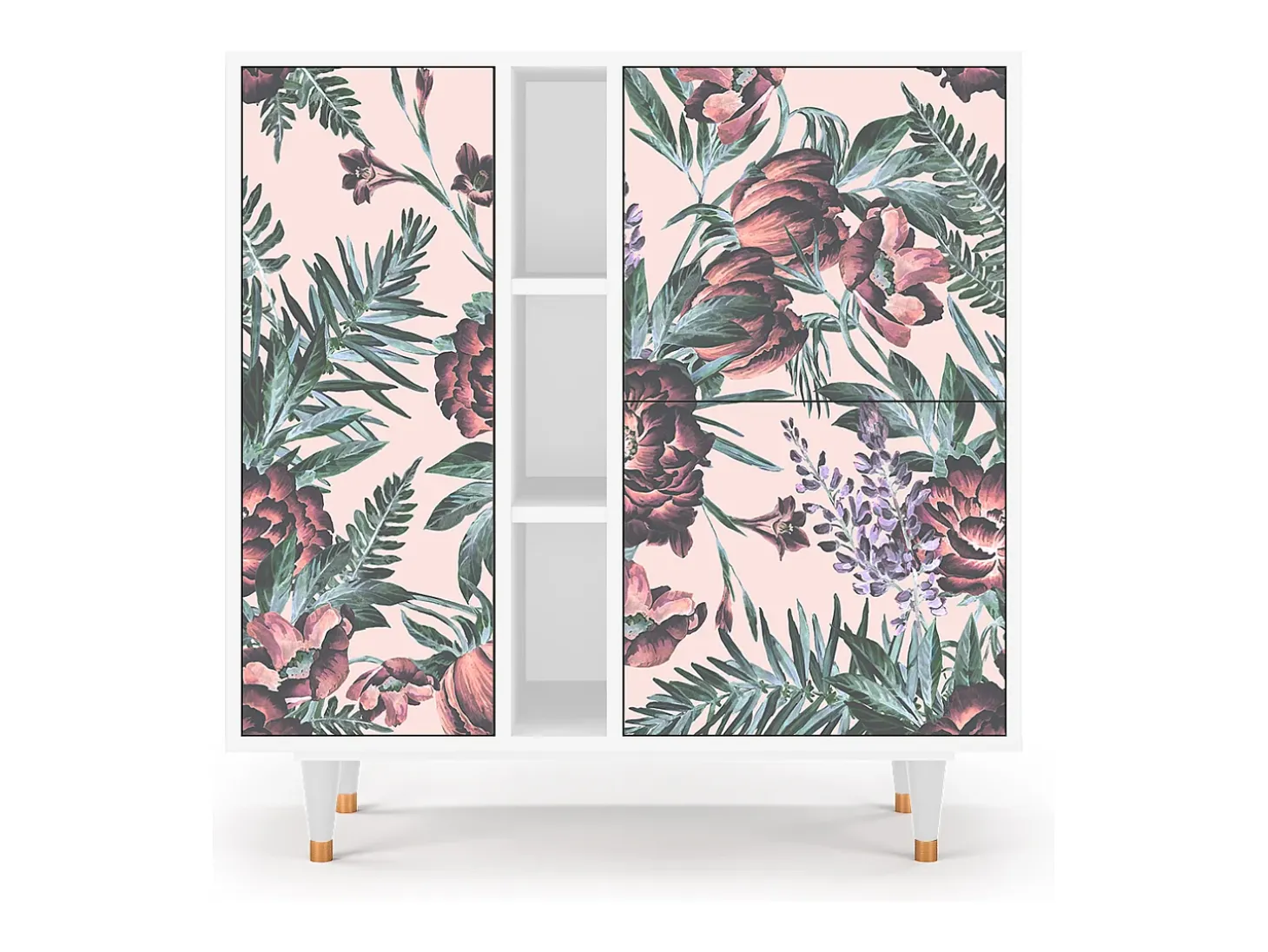 Aparador - 94х96х41 cm - BS5 - Peach Peonies, Blanco