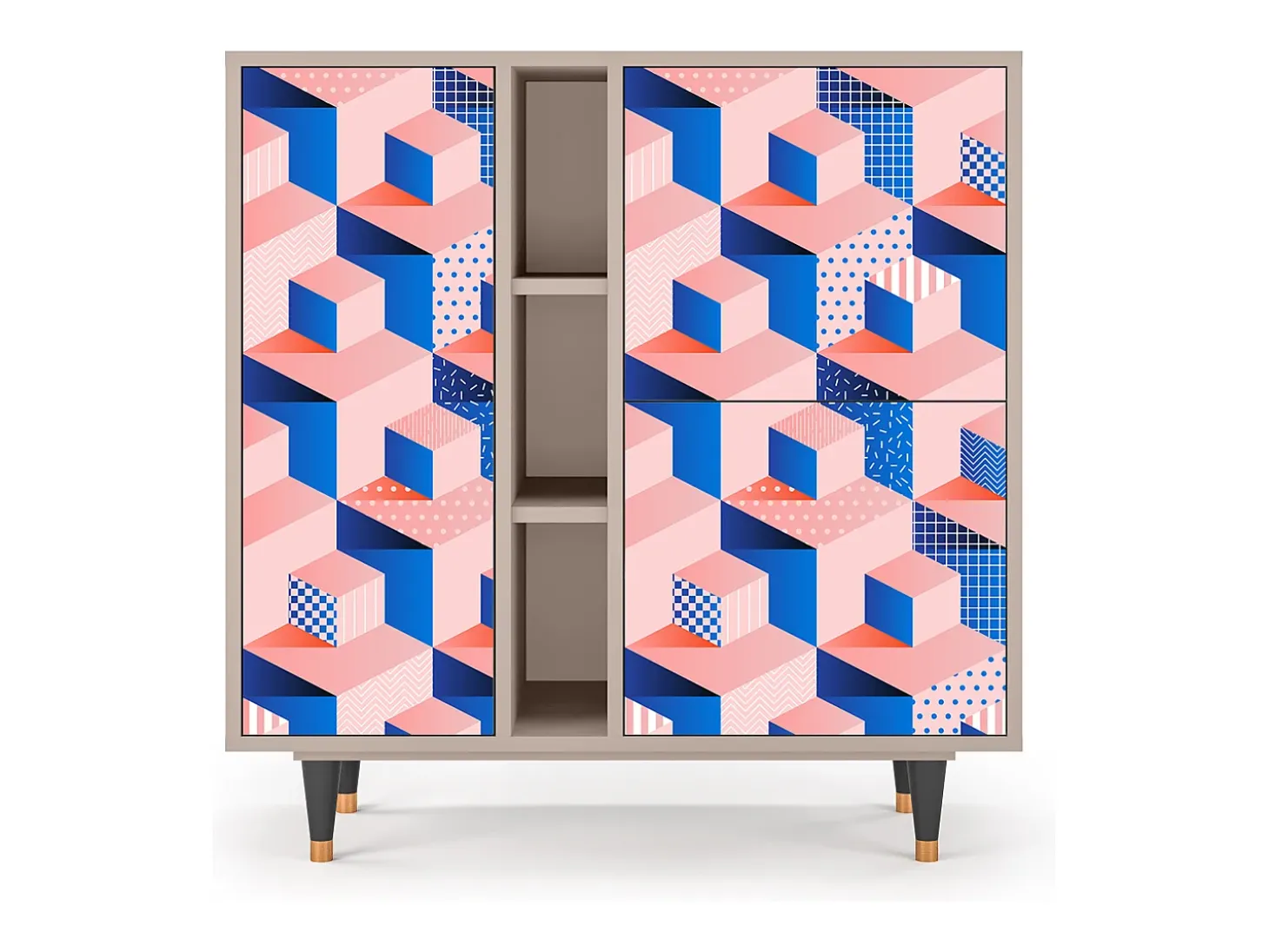 Aparador - 94х96х41 cm - BS5 - Pinky Squares, Latte