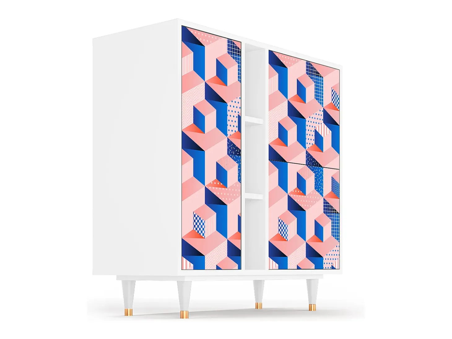 Aparador - 94х96х41 cm - BS5 - Pinky Squares, Blanco