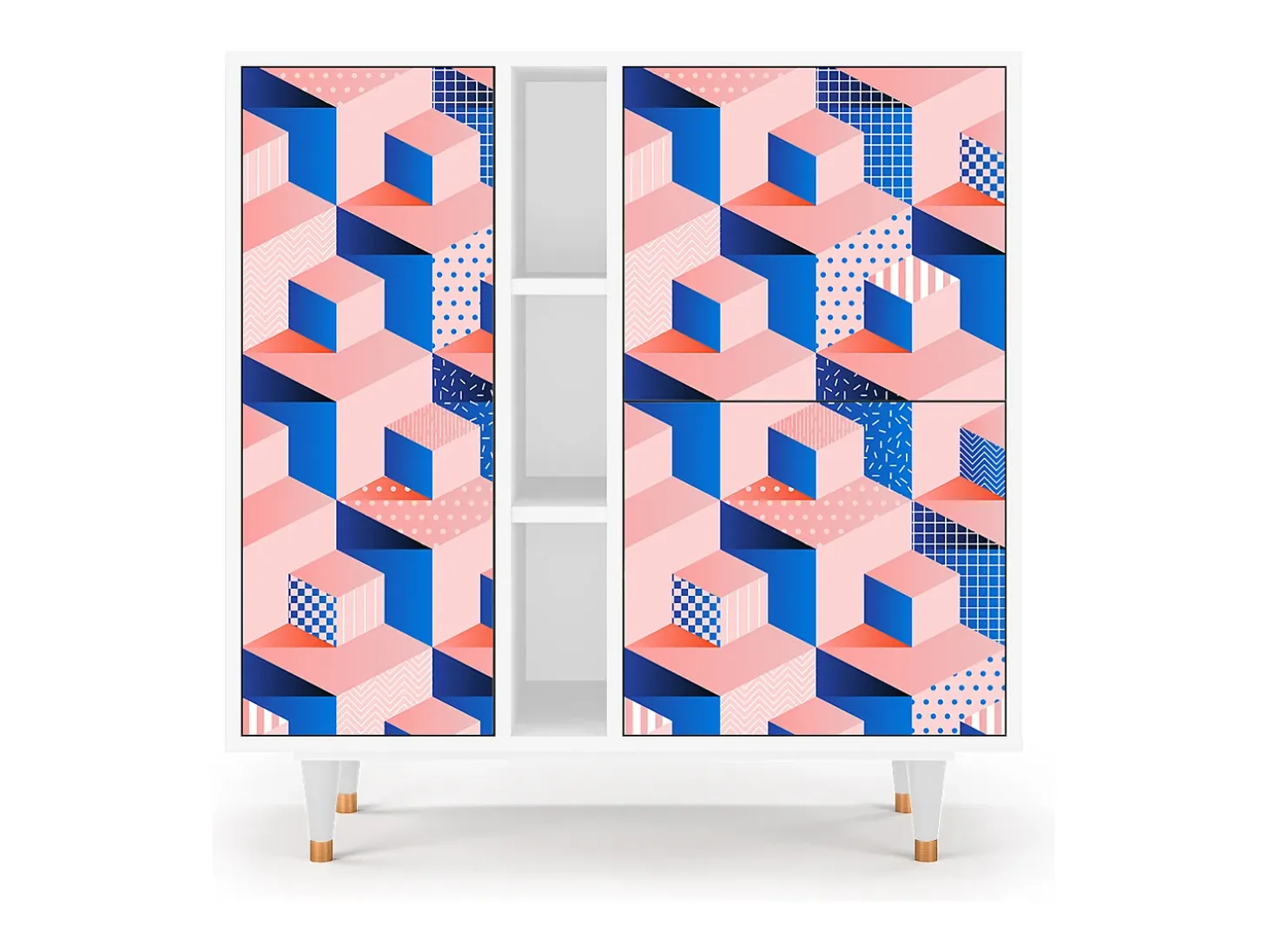 Aparador - 94х96х41 cm - BS5 - Pinky Squares, Blanco