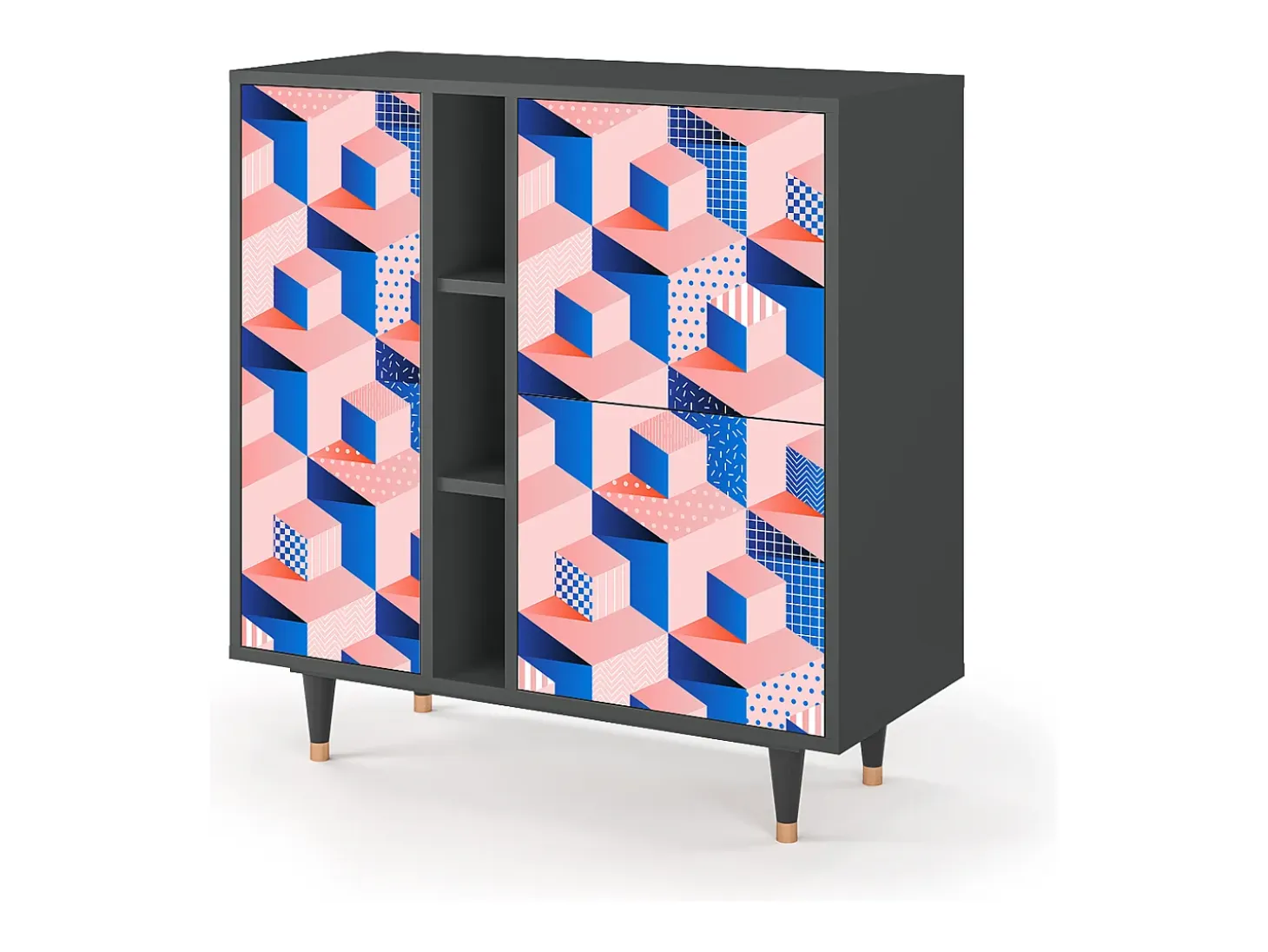 Aparador - 94х96х41 cm - BS5 - Pinky Squares, Antracita