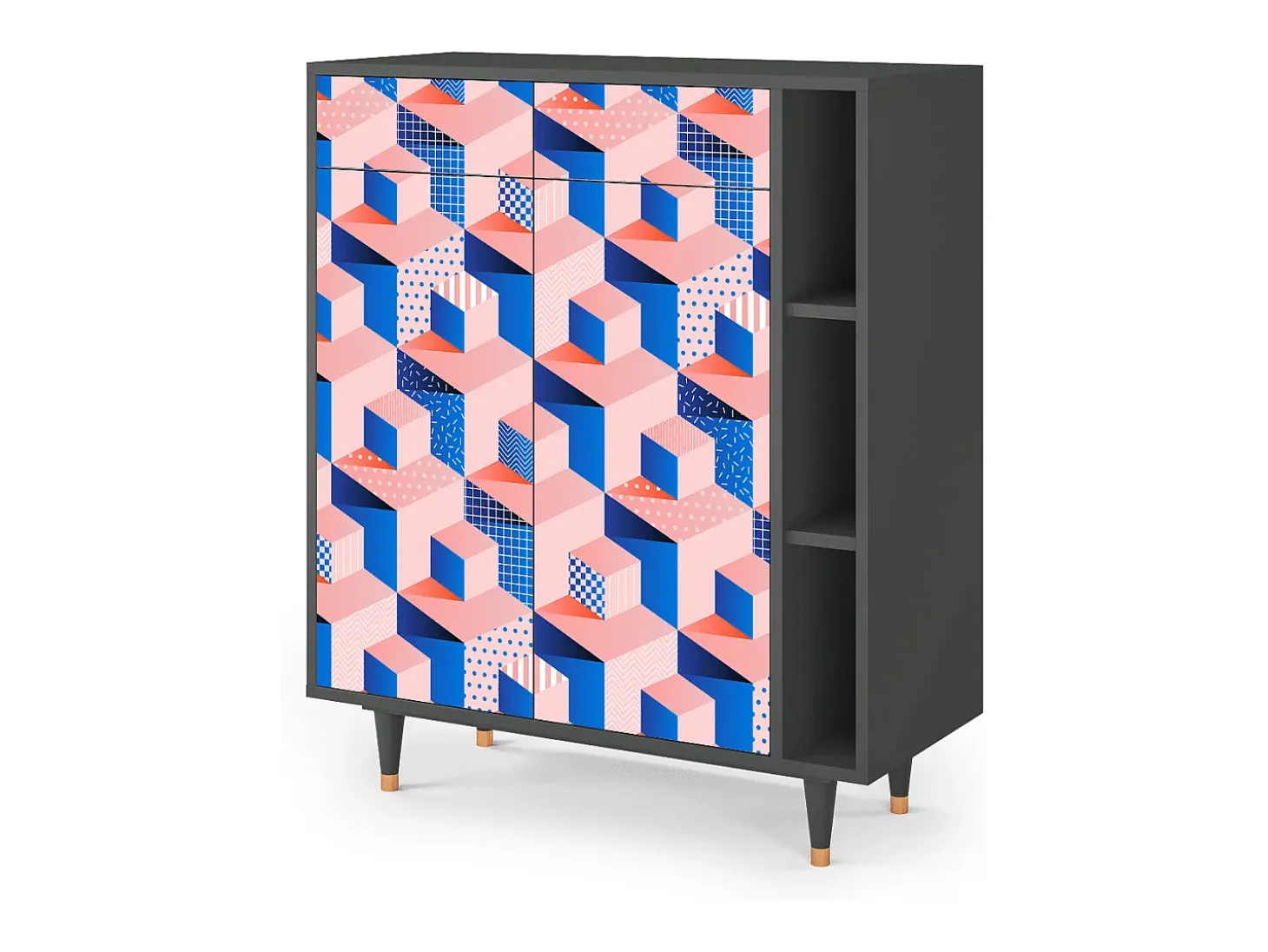 Aparador - 96х110х41 cm - BS6 - Pinky Squares, Antracita