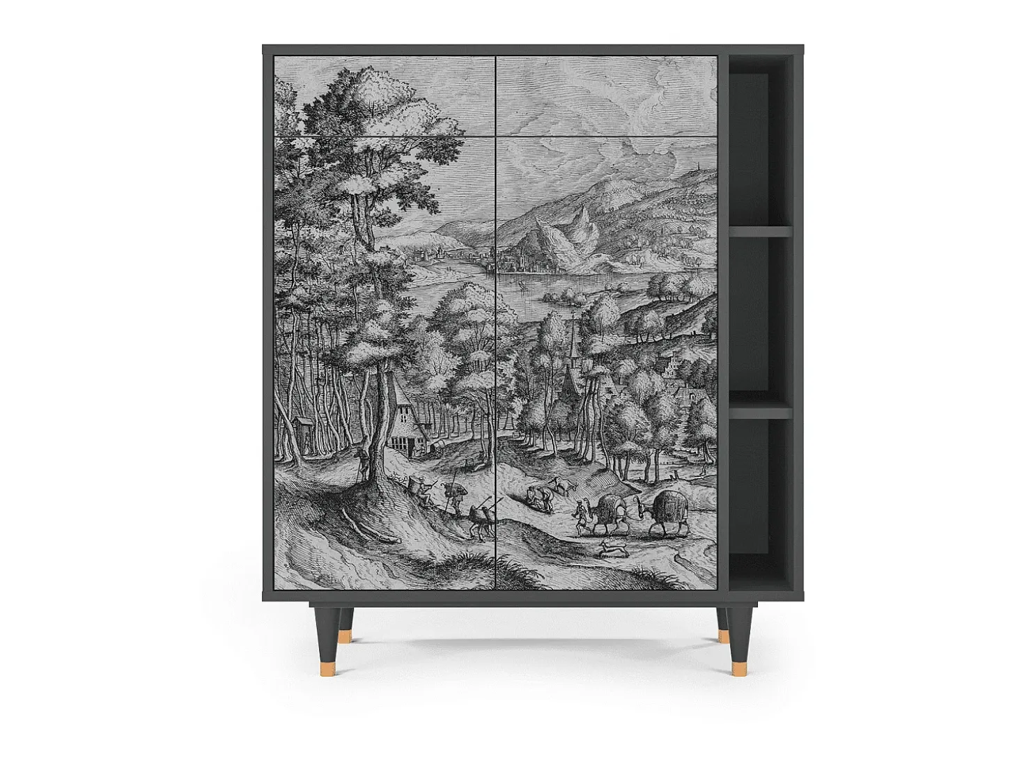 Aparador - 96х110х41 cm - BS6 - Rusticorum, Antracita