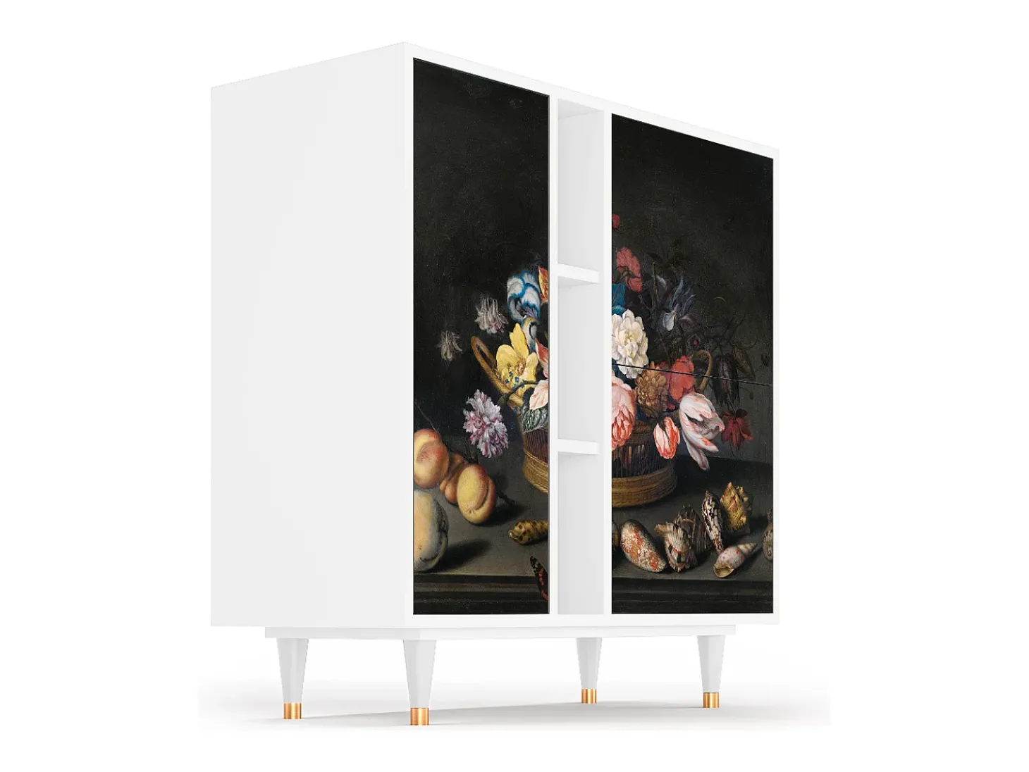 Aparador - 94х96х41 cm - BS5 - Still Life with Flowers, Blanco