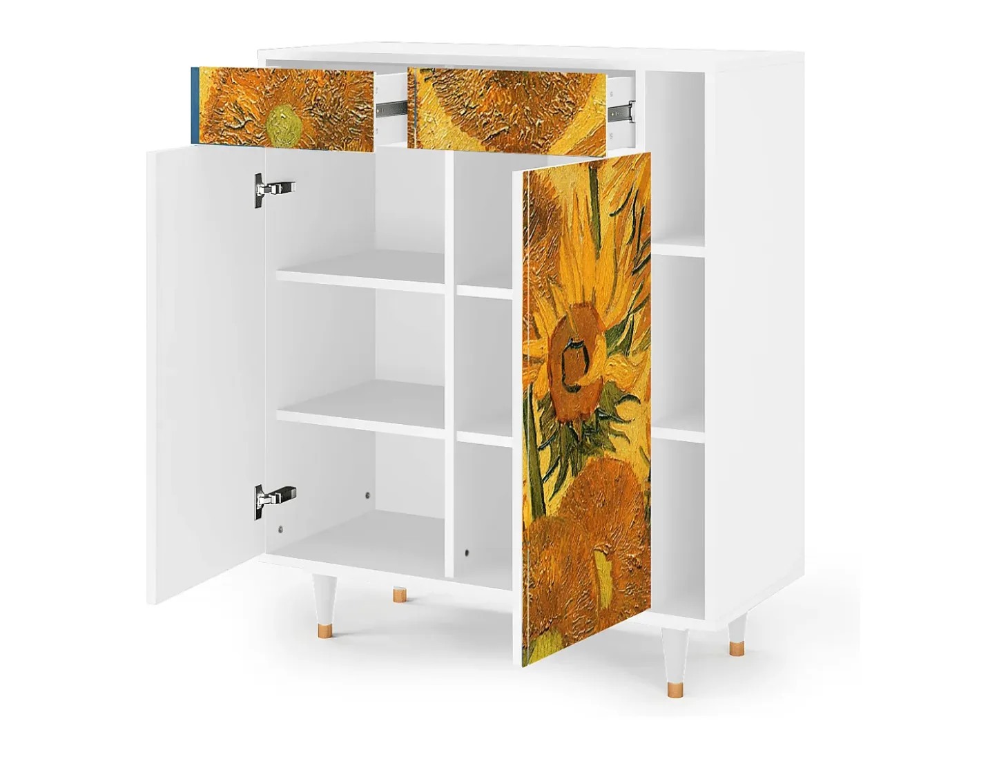 Aparador - 96х110х41 cm - BS6 - Sunflowers, Blanco