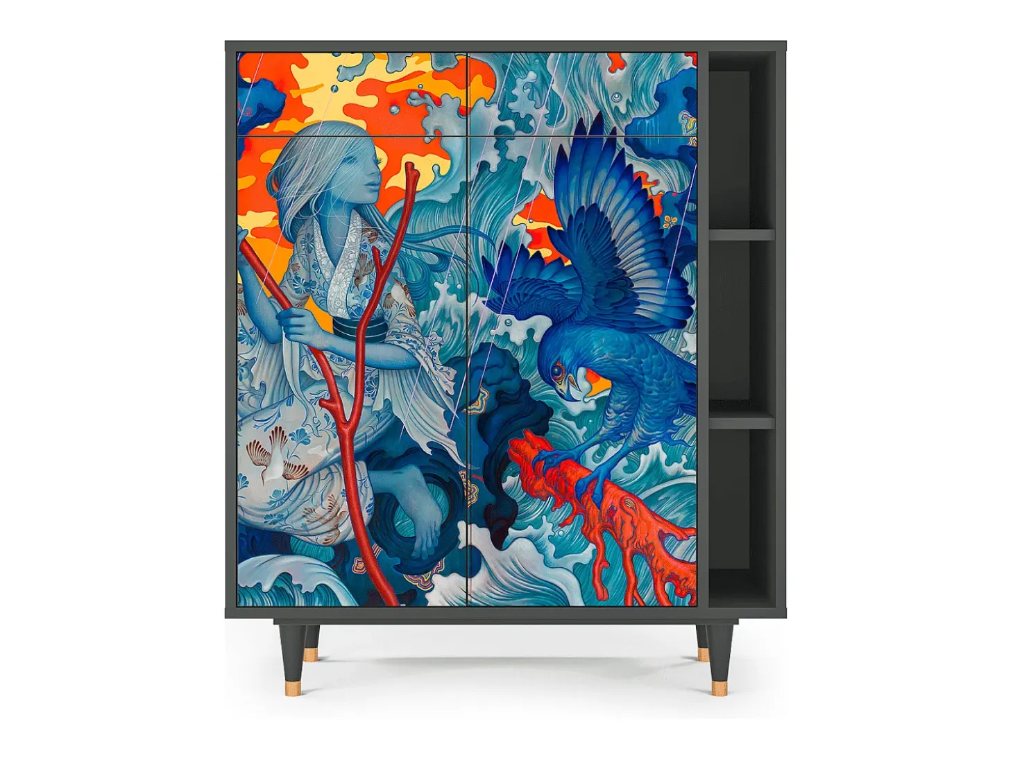 Aparador - 96х110х41 cm - BS6 - The Girl - James Jean, Antracita