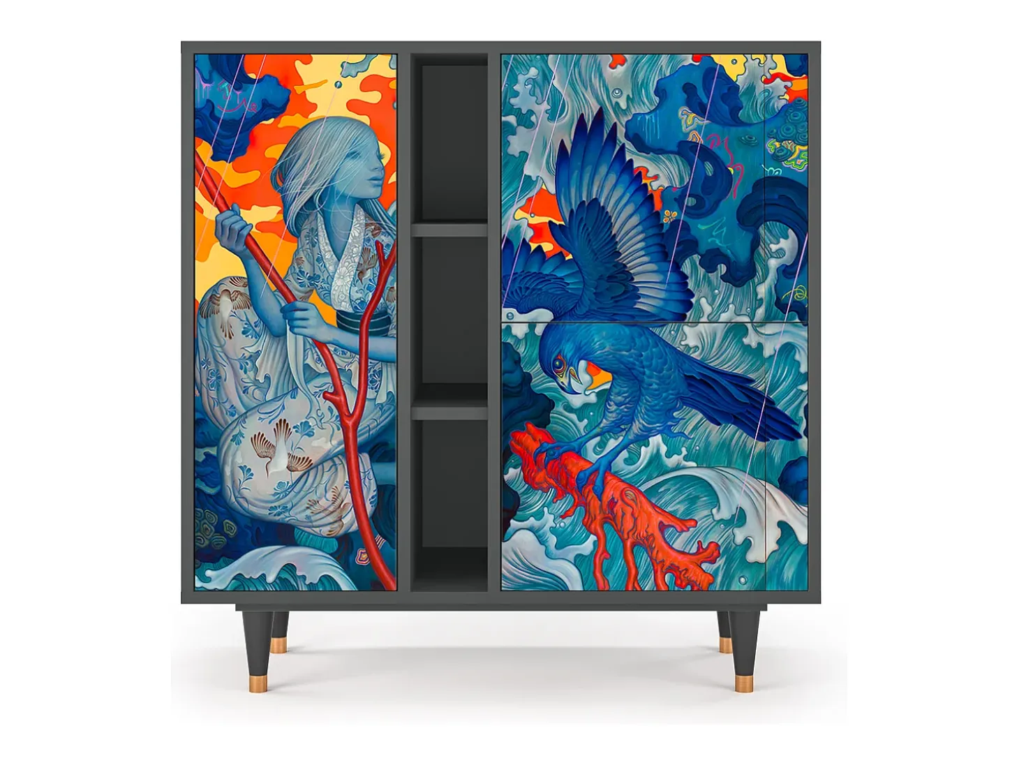 Aparador - 94х96х41 cm - BS5 - The Girl - James Jean, Antracita