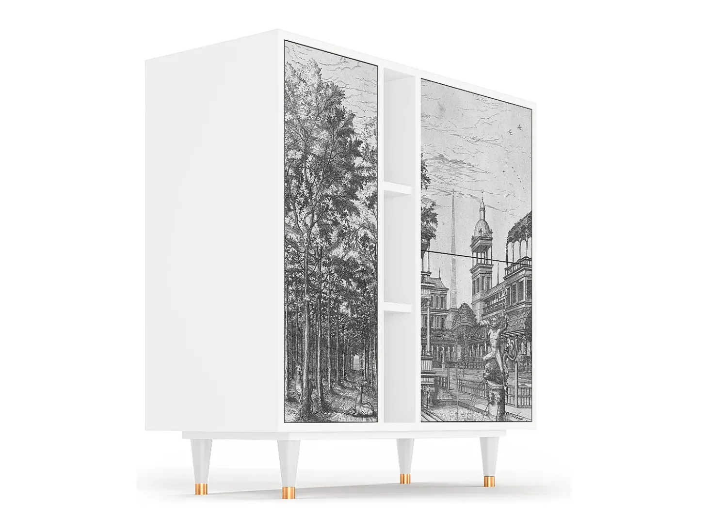 Aparador - 94х96х41 cm - BS5 - View of the Piazza, Blanco