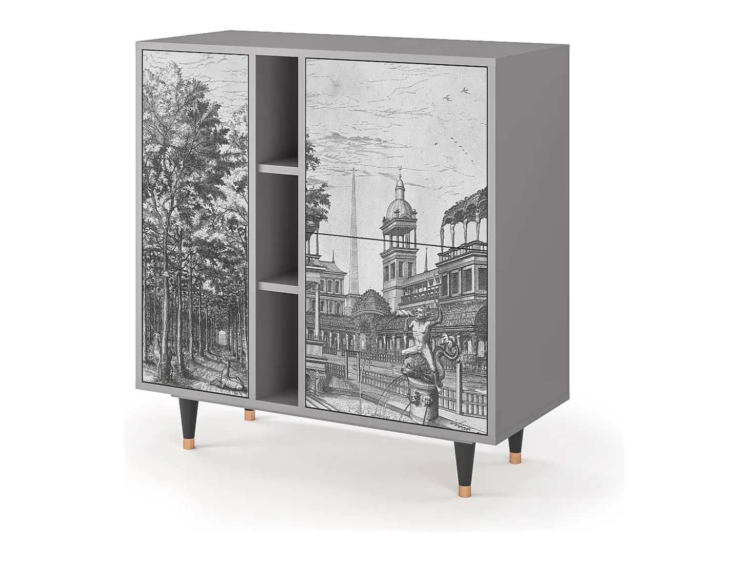 Aparador - 94х96х41 cm - BS5 - View of the Piazza, Gris