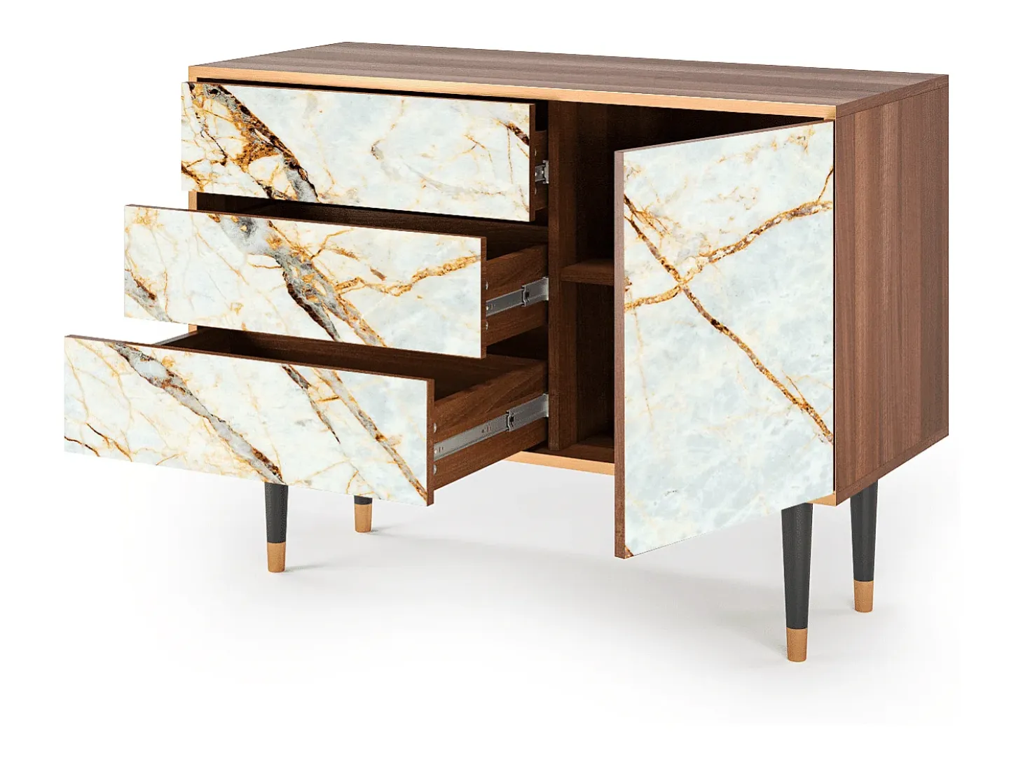 Aparador - 115х84х41 cm - S3 - Arenay Marble, Nogal