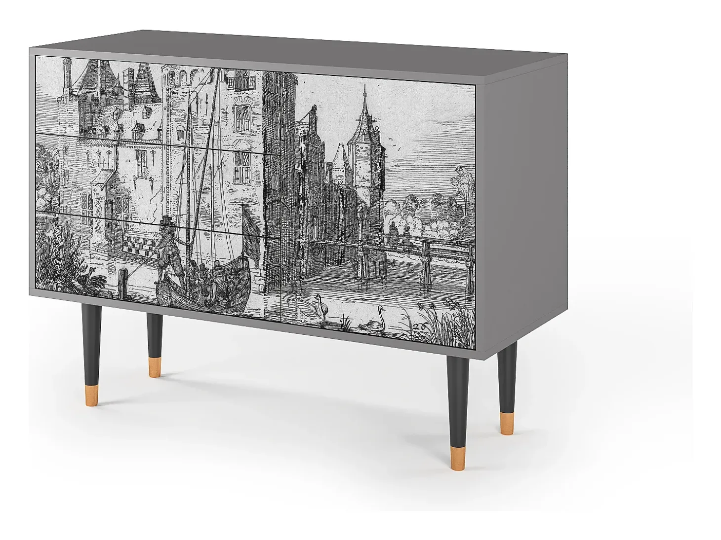 Aparador - 115х84х41 cm - S3 - Castle with Bridge, Gris