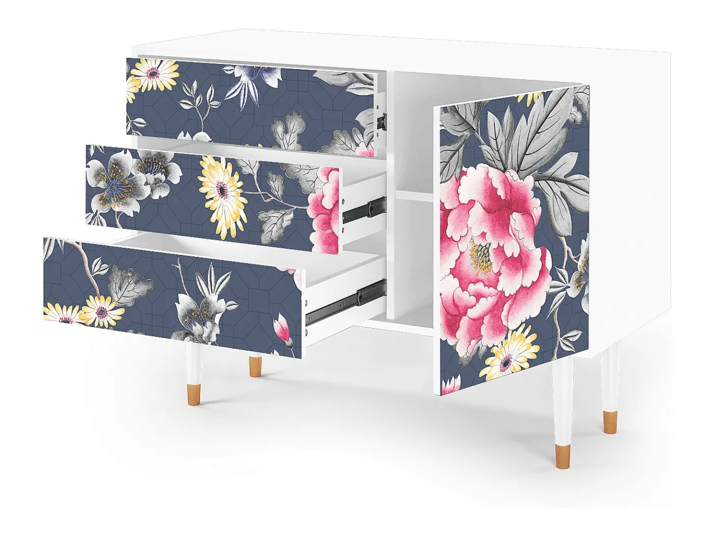 Aparador - 115х84х41 cm - S3 - Dark Flower Bed, Blanco