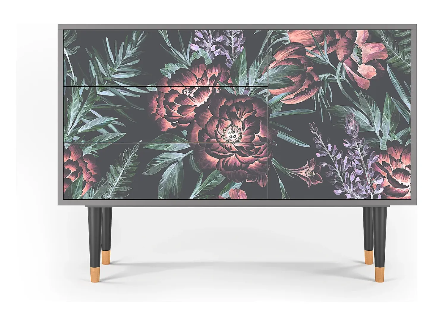 Aparador - 115х84х41 cm - S3 - Dark Peonies, Gris