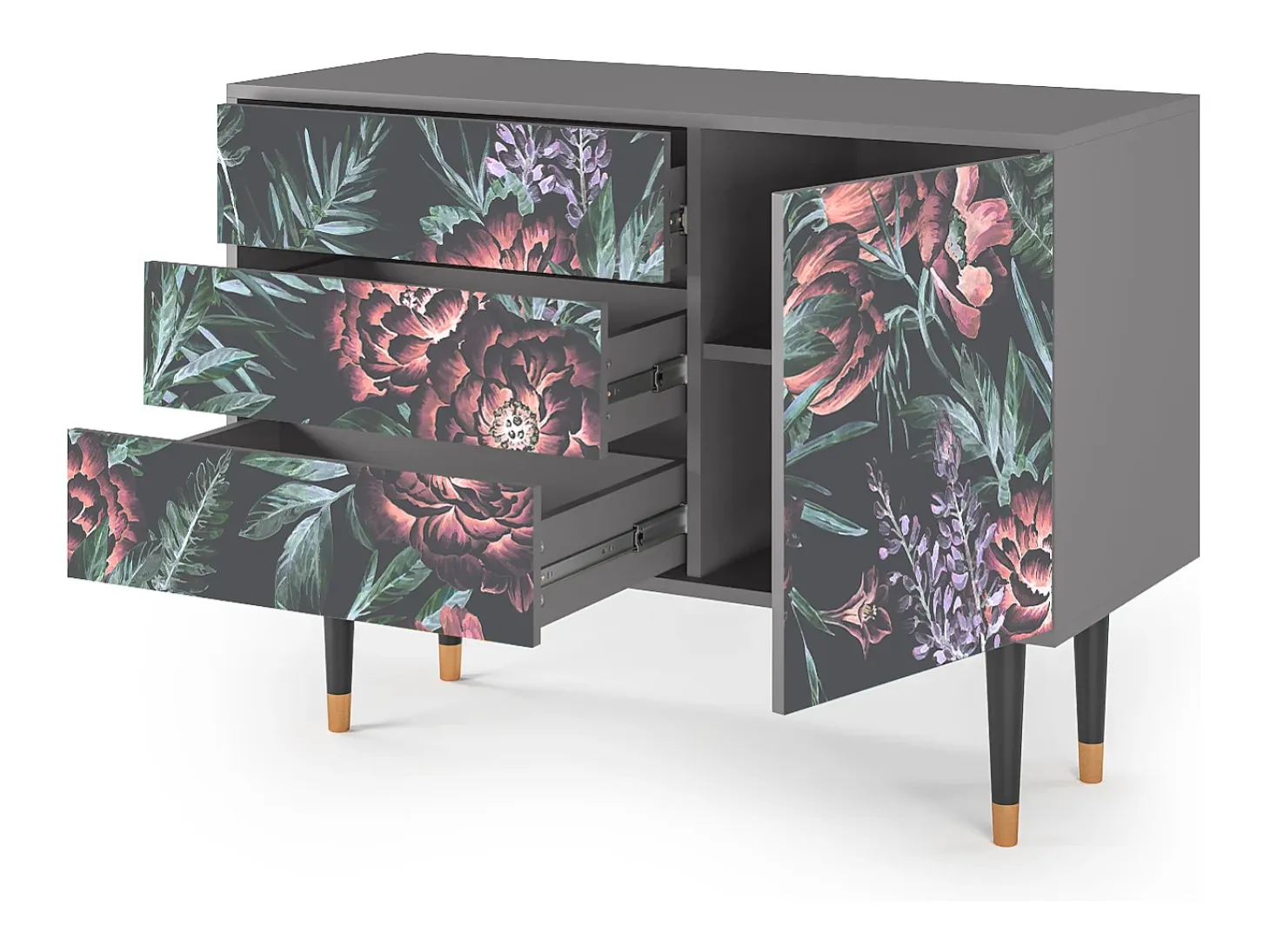 Aparador - 115х84х41 cm - S3 - Dark Peonies, Gris