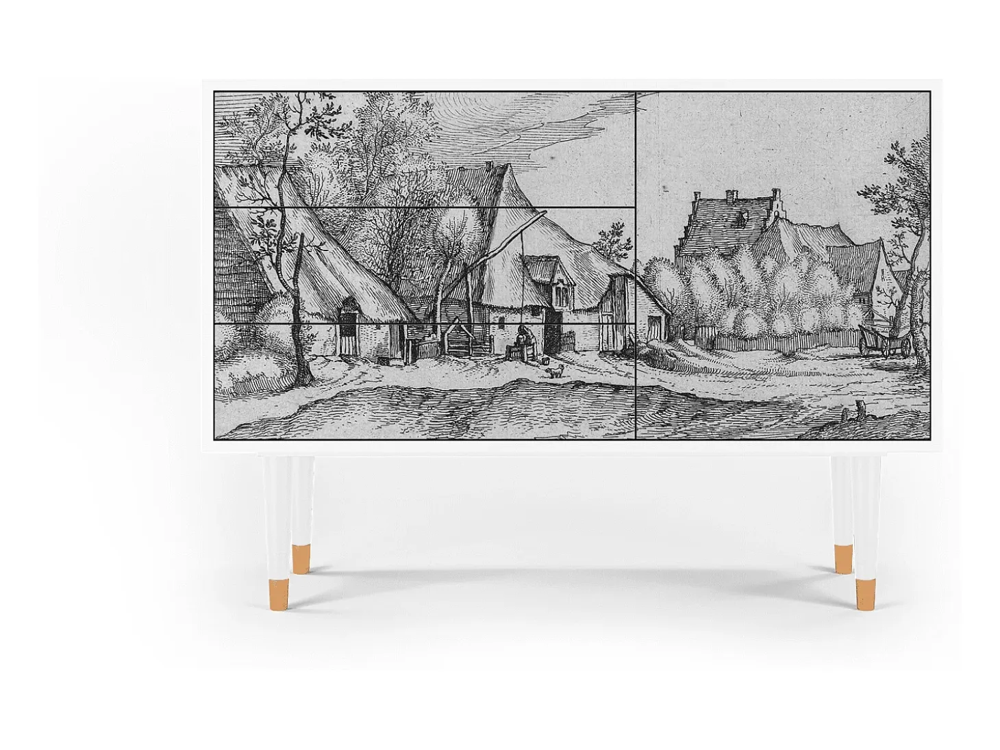 Aparador - 115х84х41 cm - S3 - Farms in a Village, Blanco