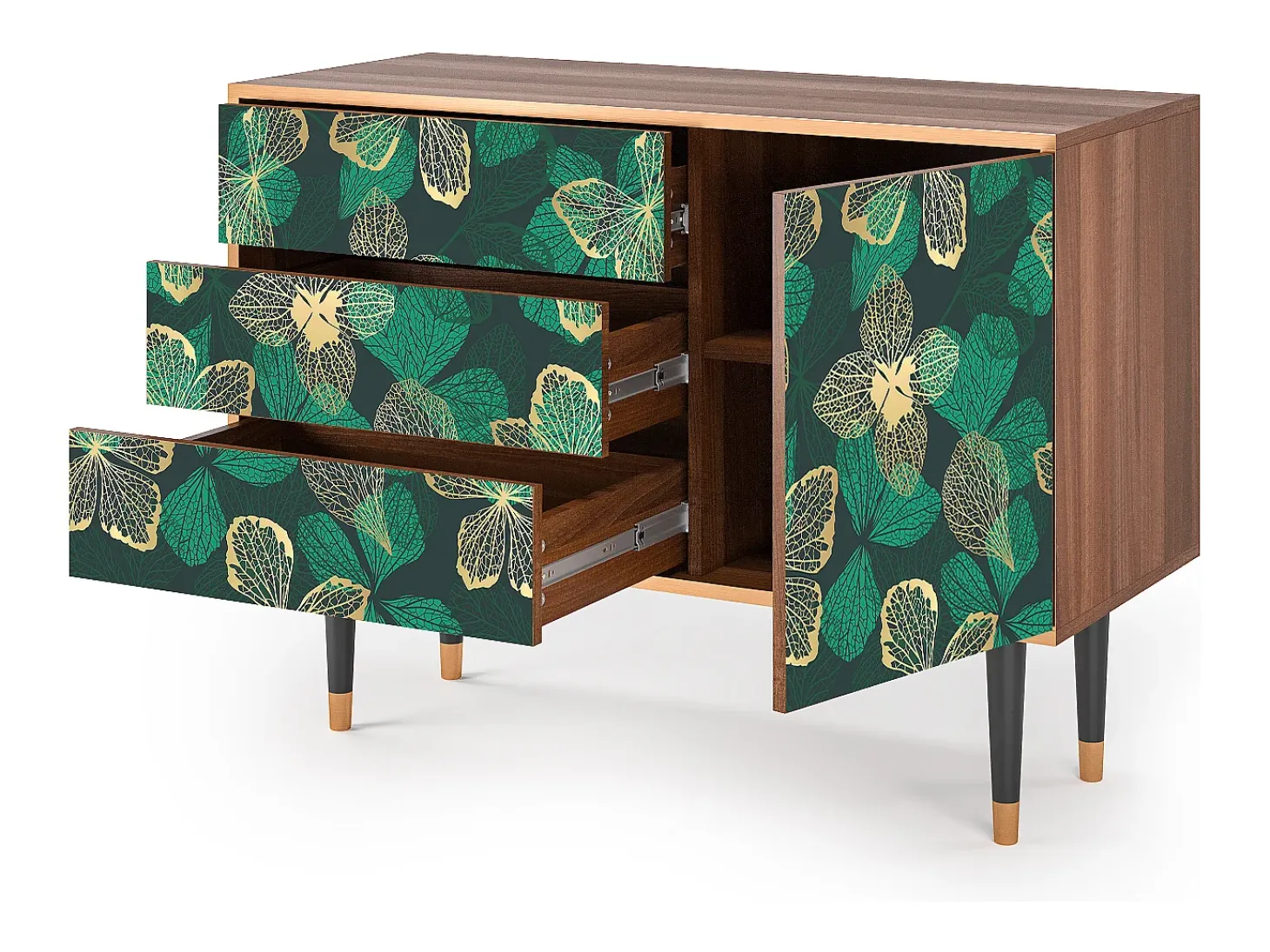 Aparador - 115х84х41 cm - S3 - Green Flower, Nogal