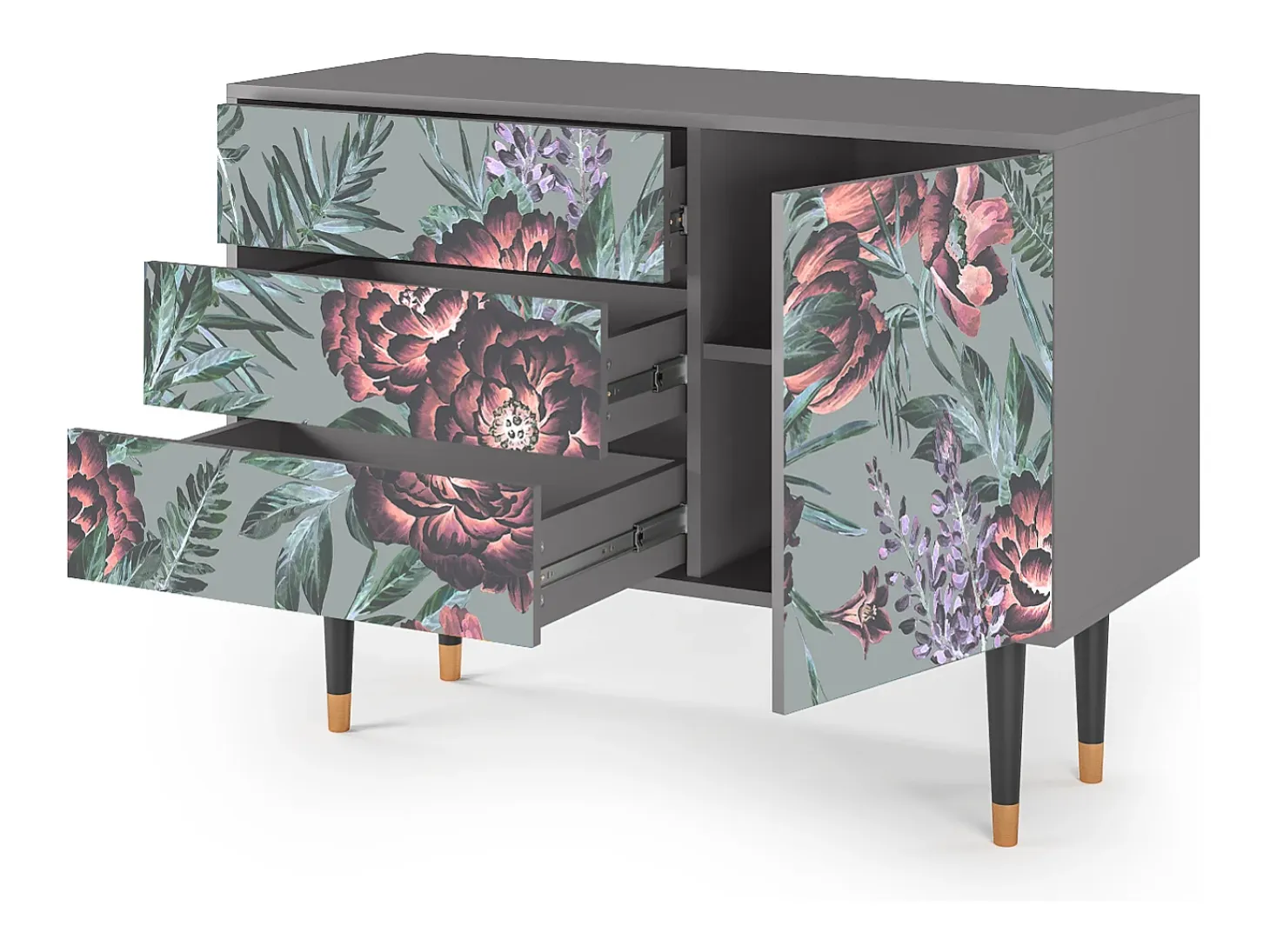Aparador - 115х84х41 cm - S3 - Light Peonies, Gris