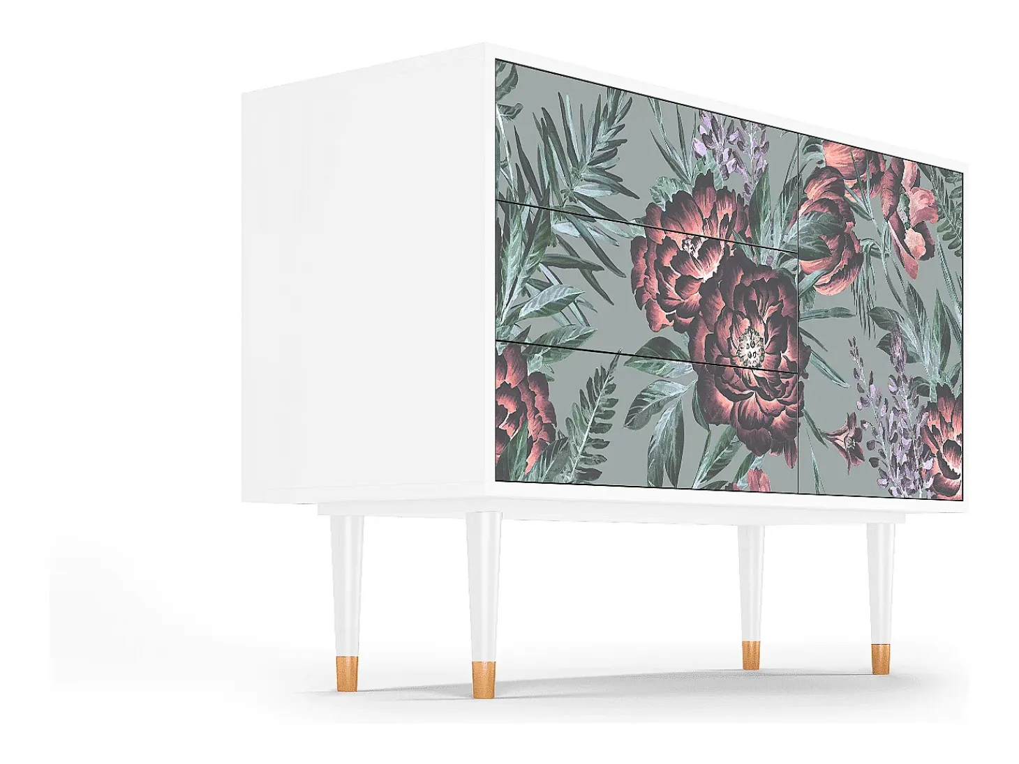 Aparador - 115х84х41 cm - S3 - Light Peonies, Blanco