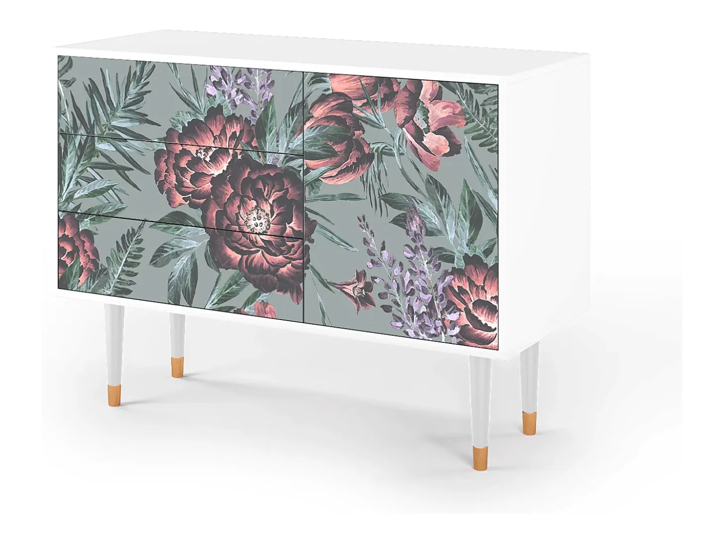 Aparador - 115х84х41 cm - S3 - Light Peonies, Blanco