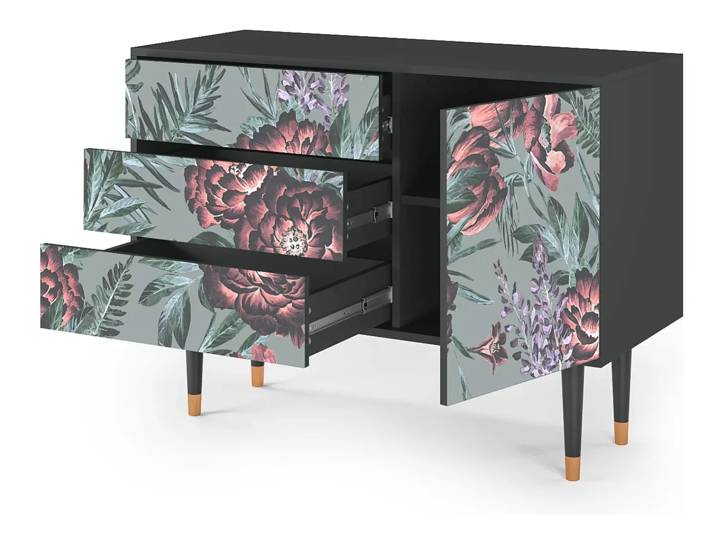 Aparador - 115х84х41 cm - S3 - Light Peonies, Antracita