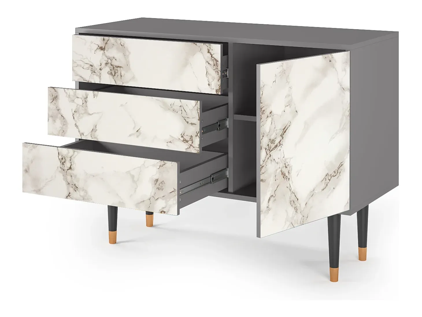 Aparador - 115х84х41 cm - S3 - Milk Marble, Gris