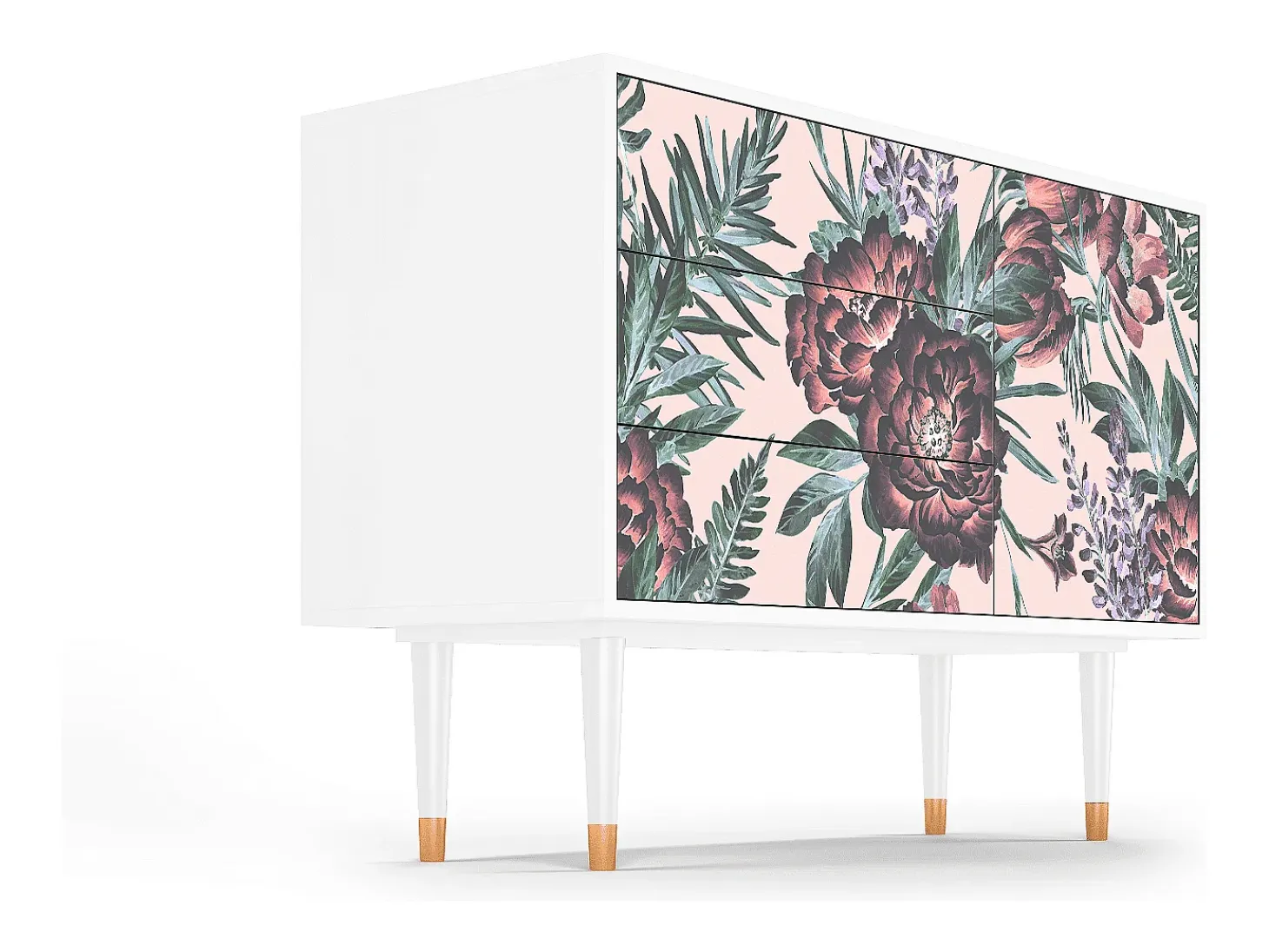 Aparador - 115х84х41 cm - S3 - Peach Peonies, Blanco