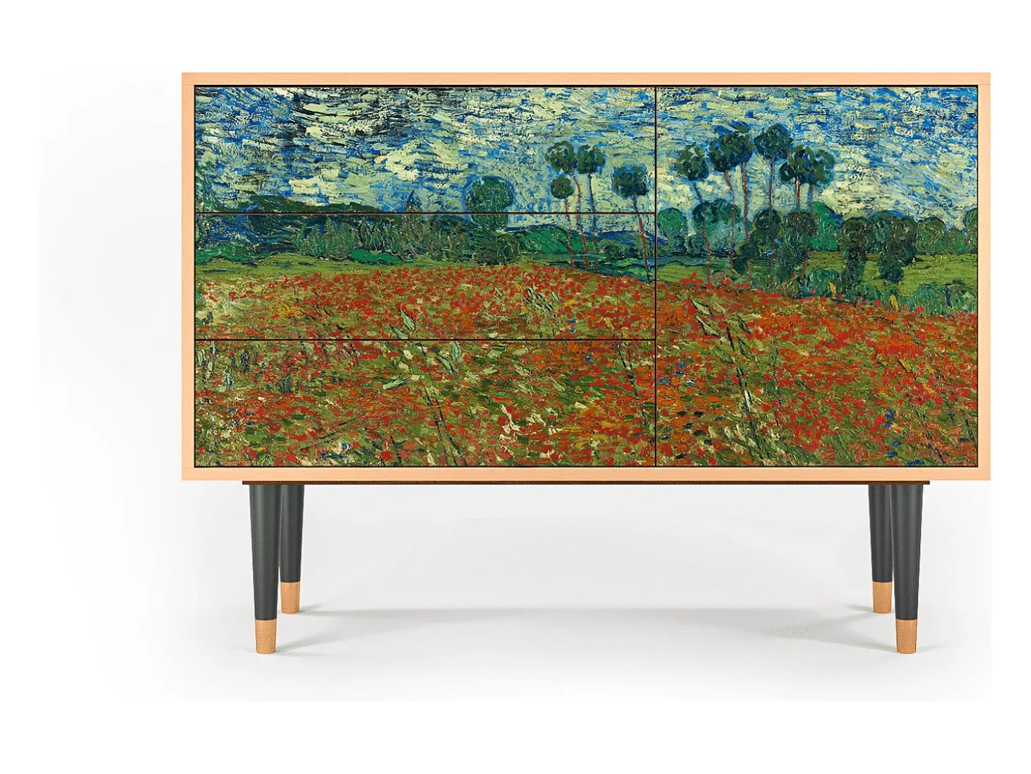 Aparador - 115х84х41 cm - S3 - Poppy field by van Gogh, Nogal