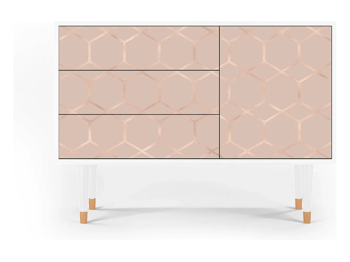 Aparador - 115х84х41 cm - S3 - Rose Honeycomb, Blanco
