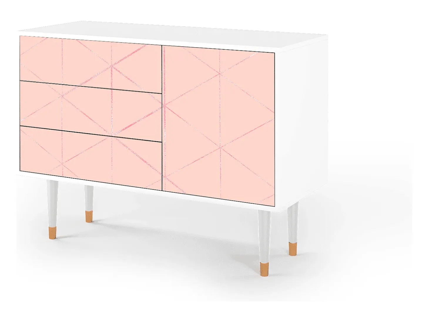Aparador - 115х84х41 cm - S3 - Rose Quartz, Blanco