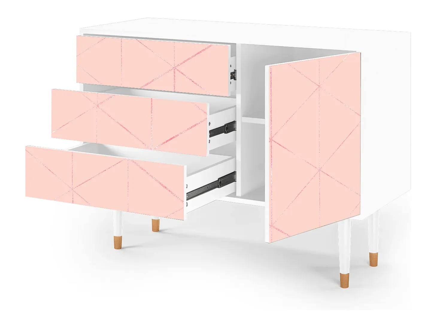 Aparador - 115х84х41 cm - S3 - Rose Quartz, Blanco