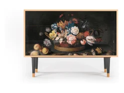 Aparador - 115х84х41 cm - S3 - Still Life with Flowers, Nogal