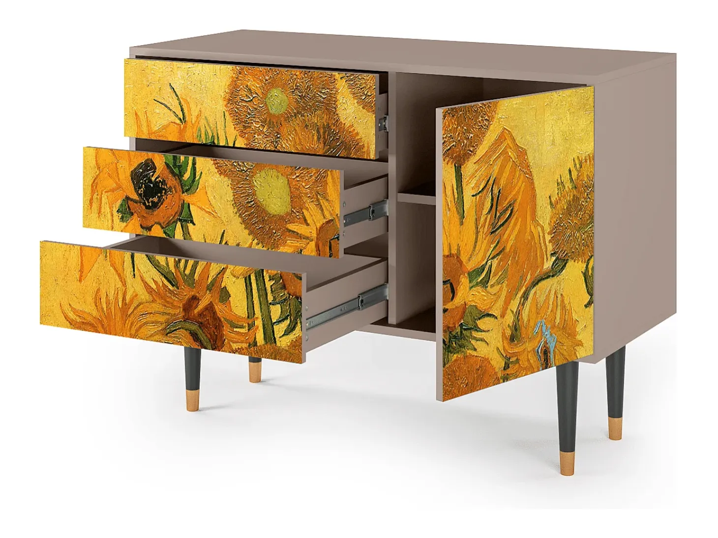 Aparador - 115х84х41 cm - S3 - Sunflowers, Latte