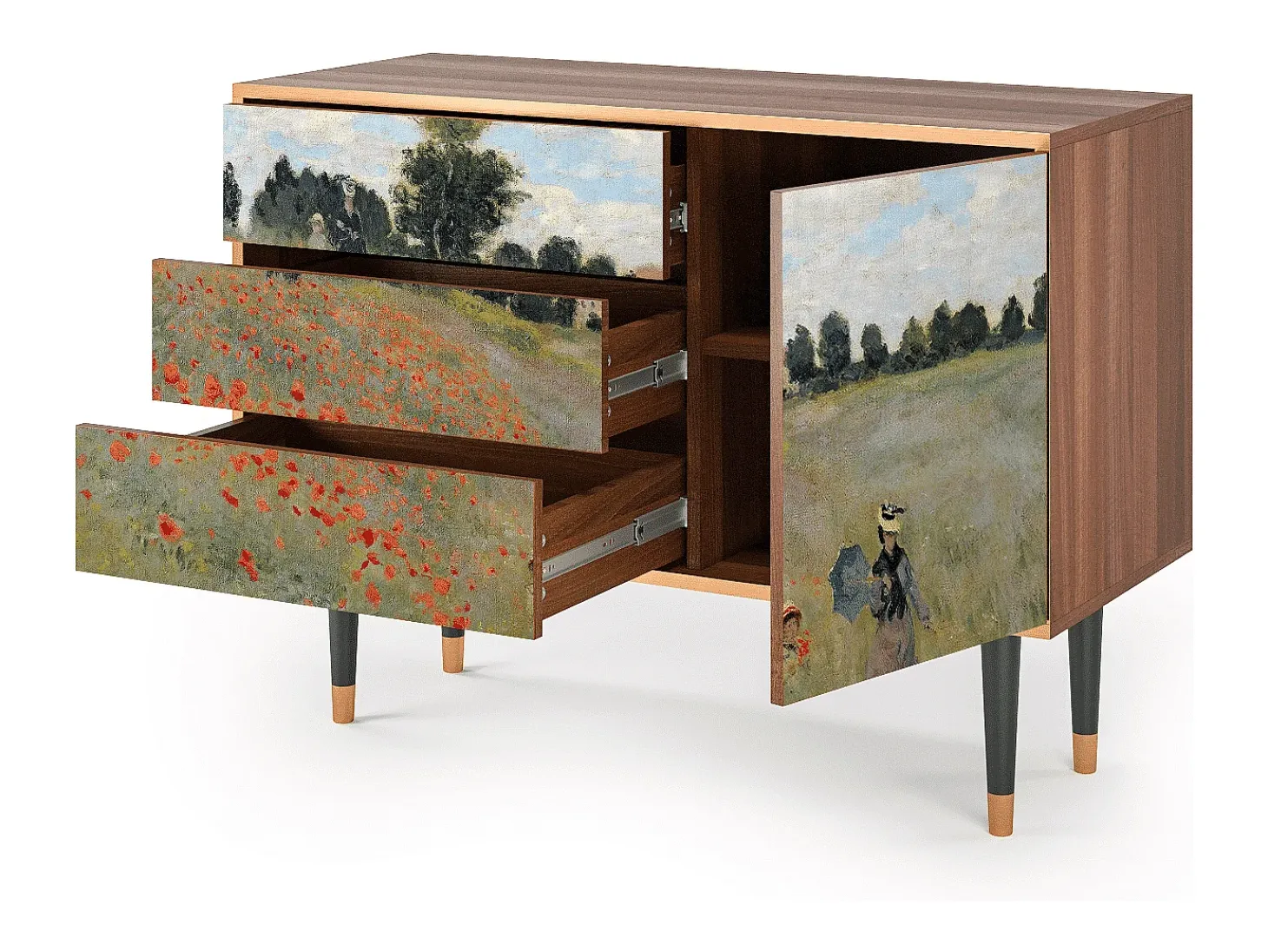 Aparador - 115х84х41 cm - S3 - The Poppy Field , Nogal