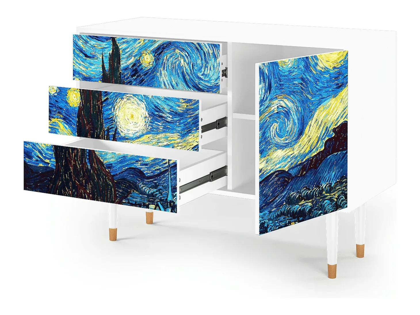 Aparador - 115х84х41 cm - S3 - The Starry Night , Blanco