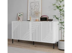 Aparador – 150 cm x 75 cm x 36 cm – Blanco – Tablero aglomerado revestido de melamina