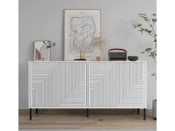 Aparador – 150 cm x 75 cm x 36 cm – Blanco – Tablero aglomerado revestido de melamina